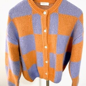 STINE GOYA Designer Check Cardigan | Luxury Scandinavian Knit | Size